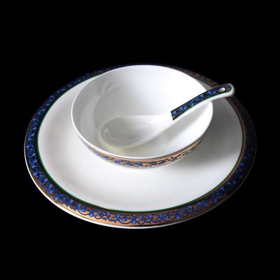 厂家直销 *酒店陶瓷餐具 酒店摆台 盛世皇朝(蓝)-圆盘