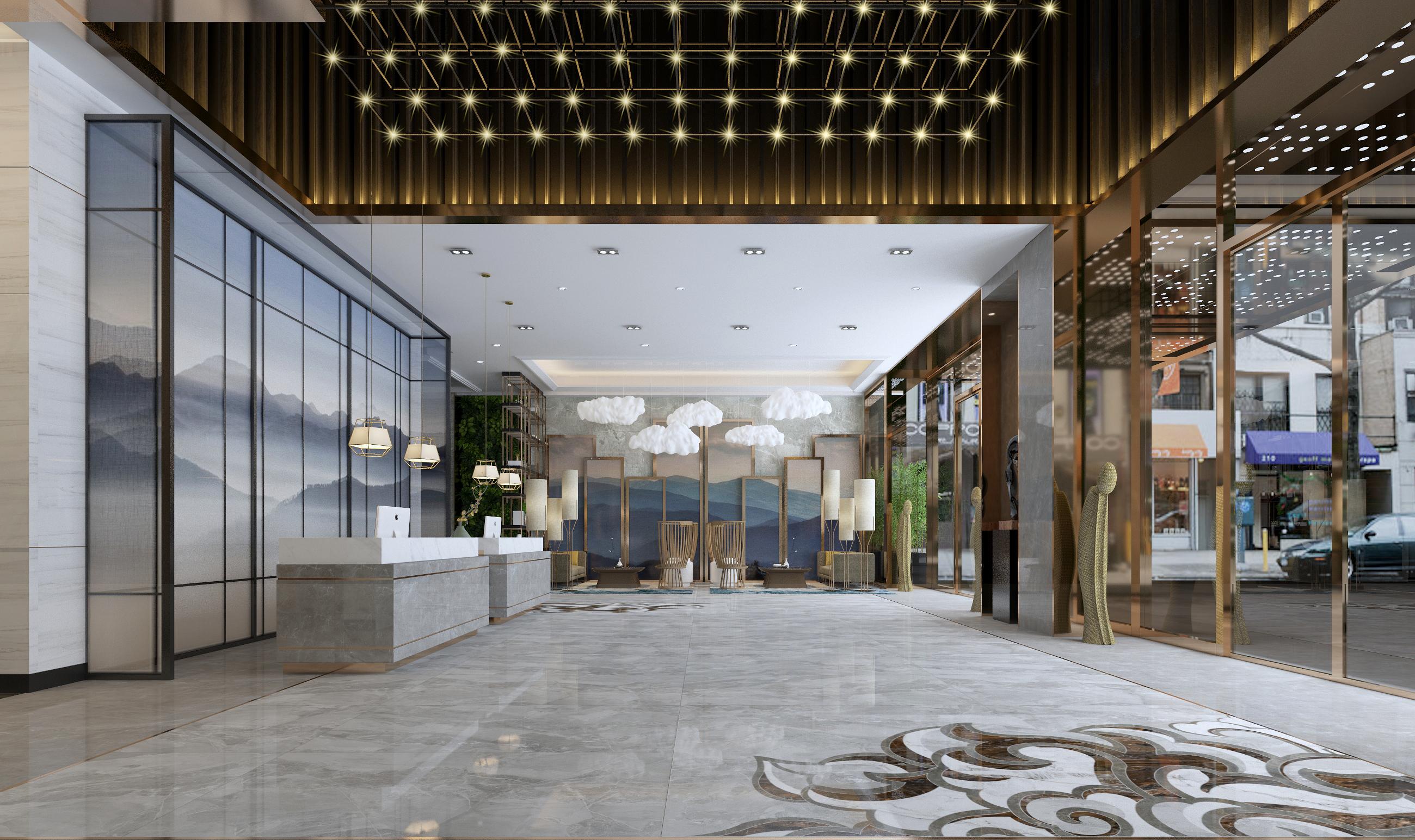 万国园白金汉府23#01中式主卧室欧神诺瓷砖效果图——酒店风雅致呈现